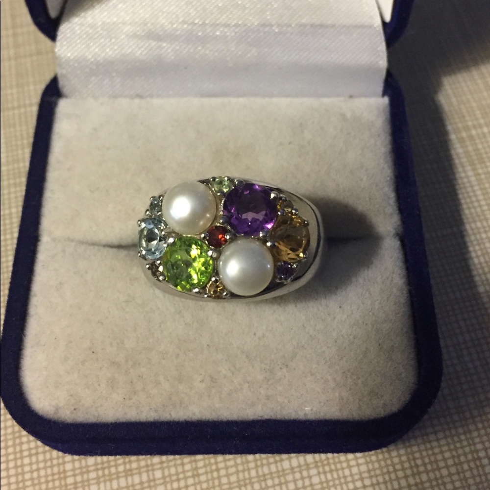 QVC  Amazing multicolor gemstone Sterling silver BAND - Picture 2 of 8